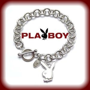 Playboy Bracelet Bunny Charm Platinum Plated Logo Vintage NEW NWT NIB RARE y2k